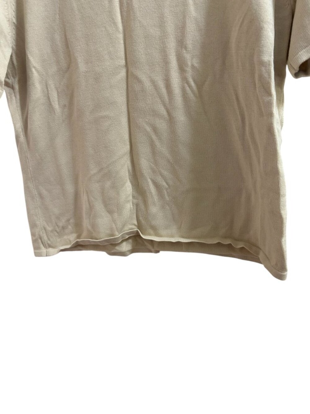 Sag Harbor Petite Medium Beige Short Sleeve Top Lace Neckline - Picture 4 of 9
